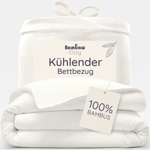 Bambaw Bambus Bettwäsche 155x220 cm, selbstkühlender Bettbezug Sommer, weiche und umweltfreundliche Hotel Bettwäsche, hautfreundlicher Bettbezug Allergiker (Elfenbein)
