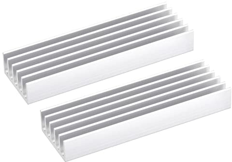 sourcing map 2 Pack M.2 SSD Kühlkörper Kühler für PC 70x22x10mm Silber Ton | Mit Thermische Pad Legierung Aluminum Hitze Spülbecken Kühlung Spülbecken
