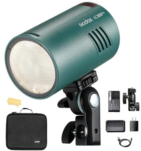 Godox AD100pro Strobe Flash Light Portable 100Ws 2600mAh Battery 2.4G Wilreless X System 1/8000 HSS 0.01-1.5s Recycling 360 Full Power Flashes for Photography Shooting Studio