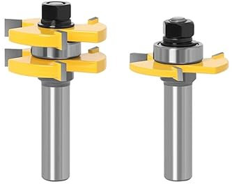 2 teile/satz Sperrholz Nut Und Feder Fräser Set, 8mm 12mm 12,7mm Schaft T-Slot Fräser for Holz Holz Schneiden Werkzeuge (Size : 8mm shank)