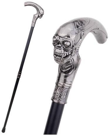 LKYLVEE Bastón decorativo para caminar – Bastones de calavera para hombres – todo metal para caminar gótico vintage elegante bastones de caballero 36.6 pulgadas de largo
