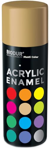 Biodur Universelle Acryl-Emaille Sprühlack 400 ml, Glänz RAL 1001 Beige, Glänzend, Akrylemaille UV-beständig, Universell Einsetzbar für Innen- und Außenbereich, Schnelltrocknend Sprühdose
