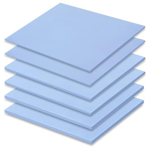 VooGenzek 6 Piezas 50 x 50 mm Almohadillas Térmicas de Silicona Grosor 0.5/1/1.5 mm con Conductividad Térmica de 6.0 W/mk, Almohadilla de Silicona Conductora Térmica Reutilizable, para SSD CPU GPU IC