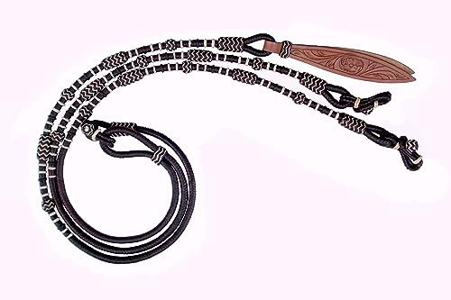 WeavingCraft NEW Chestnut/Burgundy/Maroon Raw Hide Hand Made Rope with Matching Knots Raw Hide Leather Horse Tack Hand-Braided Romal Romel Reins Ranch Rope/Rope Reins