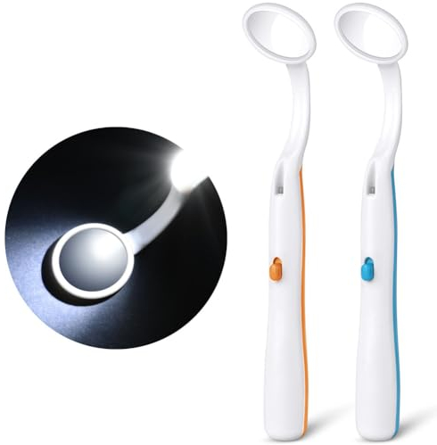 ACWOO Specchio Dentale, 2PCS Specchi Dentali con Luce Antiappannamento, Specchio per Denti per Cura Orale Della Bocca,Strumento per la Cura Della Bocca Dentista