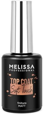 Melissa Smalto Gel Top Coat Soft Touch – Finitura Opaca Effetto Velluto, Senza Dispersione, 9 ml | Top Coat Matt per Smalto Semipermanente e Gel