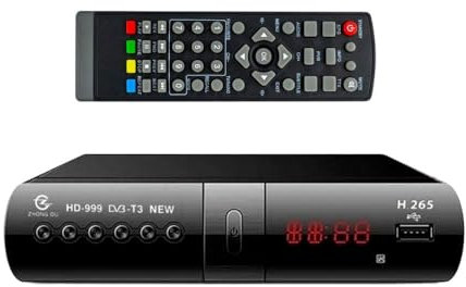 Decoder Digitale Terrestre DVBT-2 H.265-HEVC 10 Full HD HDMI/Scart USB LAN con Display Telecomando