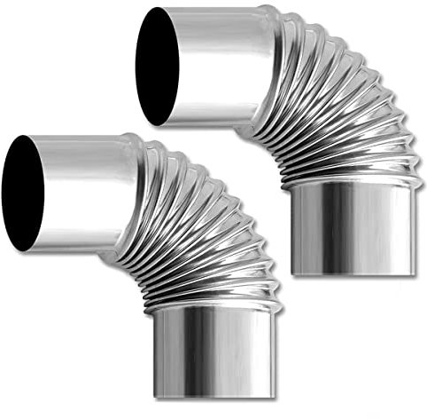 YXCNP 90°-Bogenrohr Edelstahl-Auspuffrohr, 2 Stück Edelstahl-Kamin-Gewindebogen ? 60 mm 2,36 Zoll Ofenrohrbogen, hitzebeständiges Rauchrohr, Verlängerungs-Schornsteinrohre