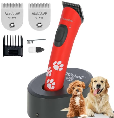 Agrarzone Edition Aesculap Exacta hundklippare röd – inklusive ersättning rakhuvud – precisionsskärning – tyst och vibrationsfri – smal och lätt klippmaskin hund katt