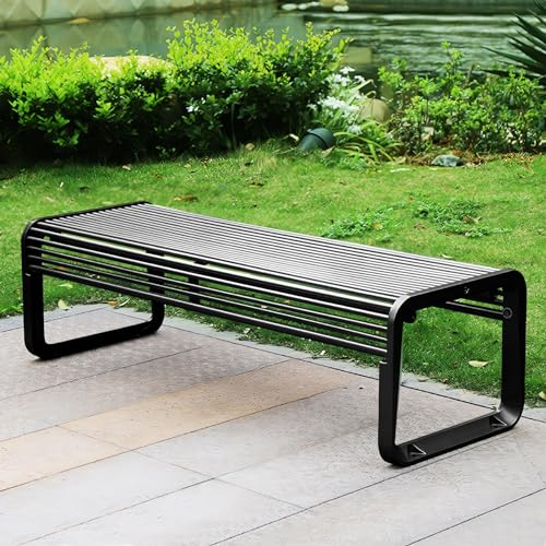 LLZJDDPLY Gartenbank Metall, Wetterfest Parkbank, Eisenbank Ruhebank for 2-3 Sitzer, Balkon und Terrasse, Schwarz(Color:Black,Size:1.8m)