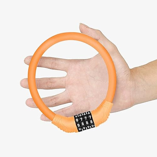 FUZVOL Bike Lock Cable, 4-Digit Combination Bicycle Lock for Cycle, Motorbike, Scooter, Mountain Bike, Pram, Outdoor, High Security & Waterproof Bike Chain Locks,Portable,Orange