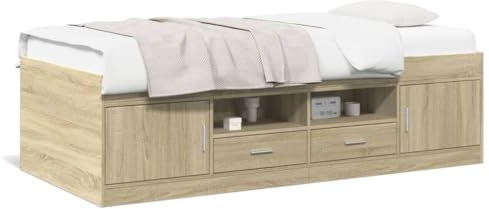 LAPOOH Tagesbett mit Schubladen Sonoma-Eiche 100x200 cm Holzwerkstoff, Bett, Bettgestell, Jugendbett, Schlafzimmer Bett, Bed Frame -3280239