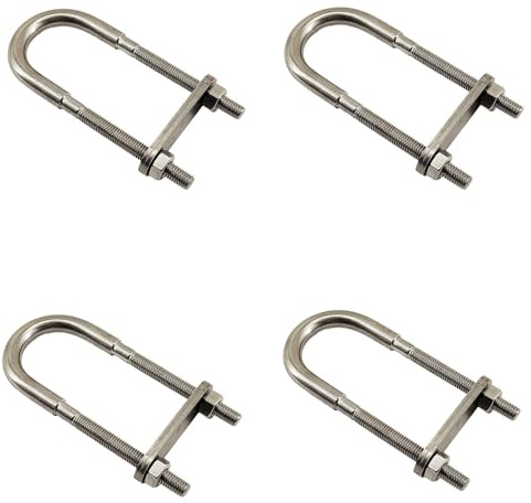 Lot de 4 boulons en U M8 x 100 en acier inoxydable 304 avec vis et rondelles/accessoires de bateau/équipements de yacht/boulons en forme de U/supports
