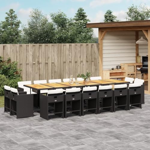Homgoday Gartenmöbel-Set, 17-teilig, mit schwarzen Kissen aus Polyrattan, Gartenmöbel und -stühle für den Außenbereich, Gartenmöbel, Gartenmöbel-Set, Set Model3278018