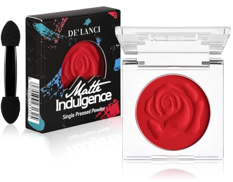 Mattes Rotes Lidschatten-Einzelstück - Kräftiges Gothic-Rot, Hochpigmentiert, Lang anhaltend, Wasserfest, Veganes Smokey Eye Lidschatten Kompakt - Perfekt für Halloween Make-up