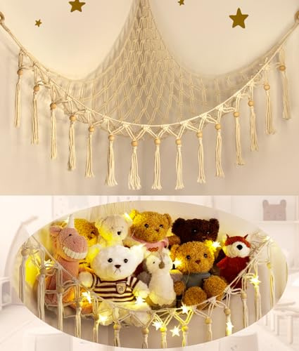 Teddy Hammock - Cuddly Toy Storage Hammock for Stuffed Animals X-Large- Soft Toy Storage Net Teddy Bear Storage - Cute Hanging Plushie Net Kids Baby girl Nursery Bedroom Room Decor