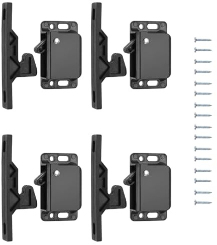 4 PCS Rv-Schrankverriegelungen und Schubladenverriegelung, Push-to-Close-Greifverschluss Wohnwagen-Türhalterung Zubehör für Schränke Schiebetüren Wohnmobil und Zuhause Sicherheitsriegel