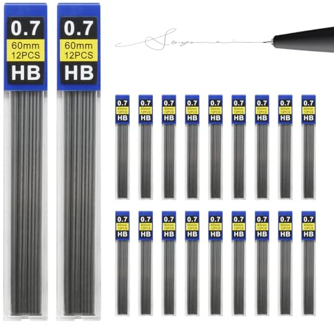 CAISYE Mine 0,7 mm,Confezione da Mine di Ricarica da 0,7 mm per Portamine,Ricariche Automatiche di Ricambio per Matita,Scrittura Fluida e Chiara,Ideali per Disegno,Scrittura e Lavori Creativi (240)