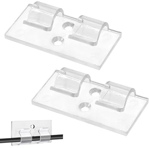 GOIYZTTR 35 Pezzi Gancio per Luci Interne ed Esterne Cavo Autoadesivo Staffa Doppio Foro Clip per Cavi per Illuminazione Trasparente, Facili da Installare