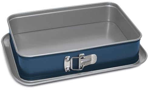 Guardini, Stampo apribile rettangolare 19x28 cm, Fondo salvagoccia, Acciaio prodotto con ridotte emissioni di CO2 con nuovo rivestimento PFAS free, Grigio/Blu, Made in Italy, Linea XBake