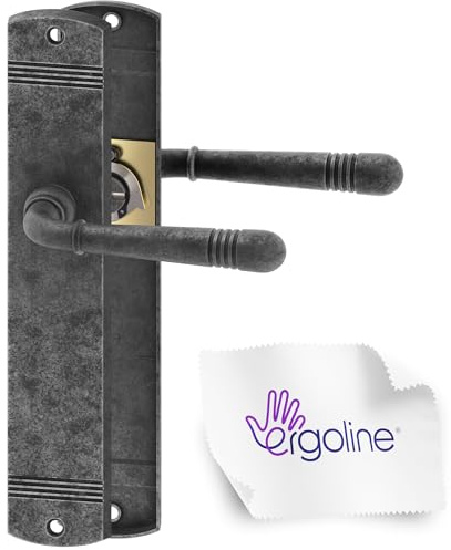 ERGO line LOFTY Türbeschlag, Türgriff, Türklinken Blindschildgarnitur, Langschild, Drückergarnitur, Türklinke, Türdrücker für Innentüren, Nickel Antik