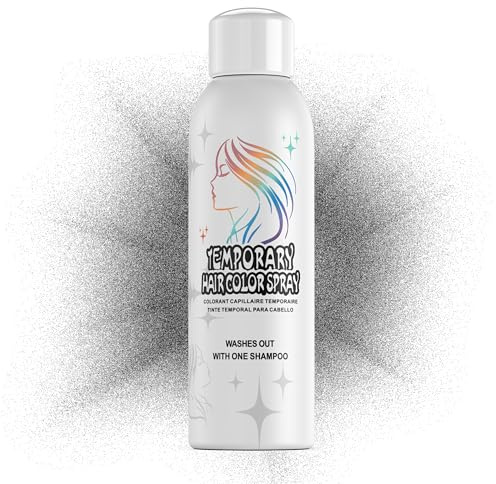 Amzsudy Temporary Hair Color Spray für Männer Frauen, Instant Coloring Farbstoff Alternative, nicht klebrige & sanfte Formel, waschbar, Halloween, Cosplay, Party, Kostüm Make-up (schwarz, 150ml)