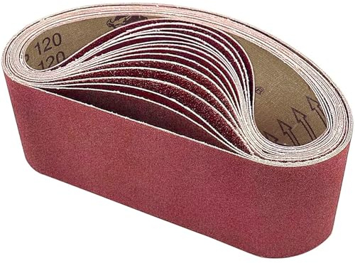 15 Pcs Sanding Belts 75 x 457 mm, 5 Kinds of Belts Sizes 80/120/150/240/400 Sanding Belt Set for Belt Sander to Polish Wooden Furniture Automobiles