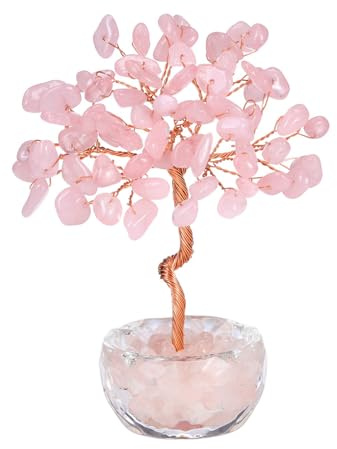 Jovivi Rose Quartz Crystal Tree of life Gifts for Women Mum Birthday,Pink Gemstone Tree Healing Crystals Gifts Home Room Decor for Women