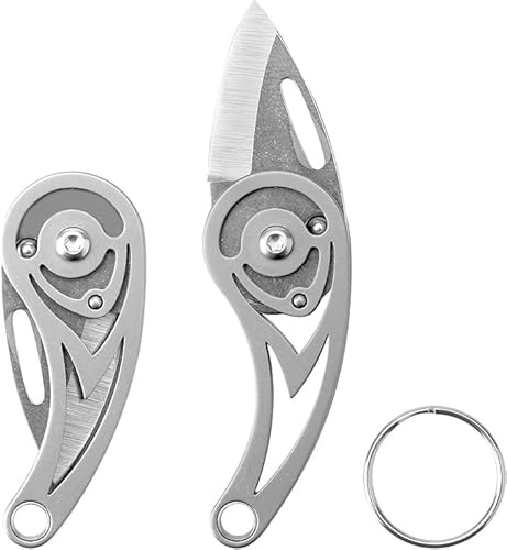 HENGBIRD Mini Messer, Schlüsselanhänger Messer, EDC Messers Klein, Mini Scharf Klappmessers Titan MiniTaschenmessers, Outdoor Weibliche Verteidigungswaffe, Geschenk für Männer Frauen