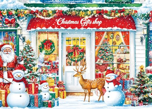 Puzzles 1000 Pieces for Adults jigsaw puzzles for adults-Festive Shop Happy Holiday-1000 Piece Puzzle Classic Educational Games Beautiful Decoration Puzzle