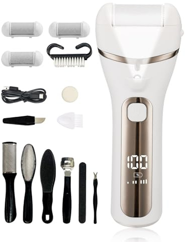 Onalix Pedicure Elettrico Professionale, Rimuovi Calli Elettrico per Piedi con 10 Accessori di Cura dei Piedi, Display Digitale, Impermeabile IPX7, Lima Elettrica per Piedi
