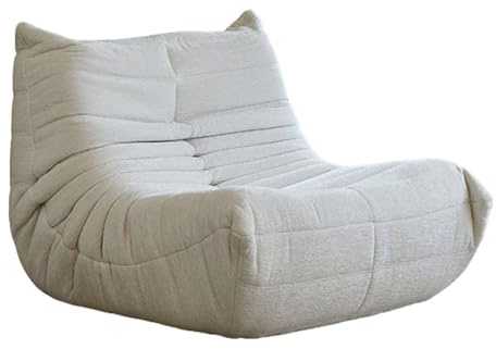 Sittsäcksstol lounge soffa - ergonomisk C-formad design, Chenille-tyg, svamp med hög densitet för vardagsrum, sovrum, balkong