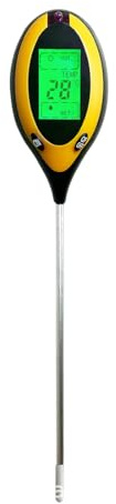 LAKPYN Testeur de Sol 4 en 1 Professionnel PH-mètre, Humidité, Lumière et Température - Thermomètre de Sol Digital avec Écran LCD Rétroéclairé et Sonde Haute Sensibilité pour Jardin Potager Intérieur