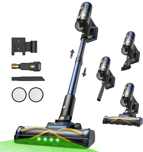 Vexilar Aspiradora sin Cable V12 58KPa/50 Min, Aspirador sin Cable Fácil Manejar, Batería Extraíble,Ligero,Multiusos Accesorios, Aspirador Escoba para Suelo/Alfombra/Pelo de Mascotas/Coche