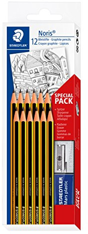 Staedtler 120 SET2 Promotionset mit 12 Noris Bleistiften, Radierer und Spitzer