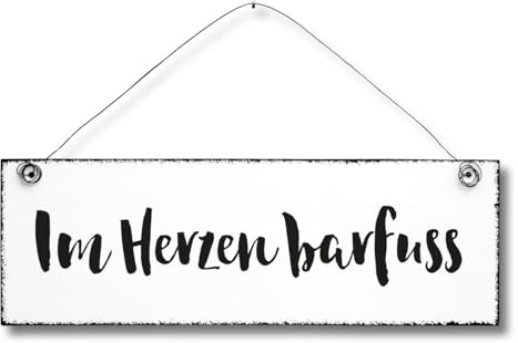 Im Herzen barfuss - Dekoschild Türschild Wandschild aus Holz 10x30cm - Holzdeko Holzbild Deko Schild