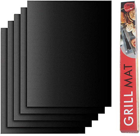 KOKOMALL Tapis de Cuisson Set de 3 Tapis de Barbecue 100% Anti-adhérent Réutilisable Feuille de Cuisson pour BBQ a Gaz, Charbon ou Electrique 40 x 33 cm