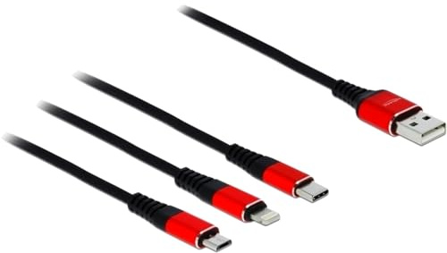 Delock 85891 CABLE USB 0,3 M 2.0 USB A USB C/MICRO-USB B/LIGHTNING NEGRO, ROJO