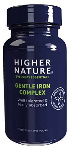 Higher Nature - Gentle Iron Complex - Supports Energy, Cognitive Function & Normal Immune Function - Gentle On The Gut - Gluten Free - Vegan & Vegetarian - 60 Capsules