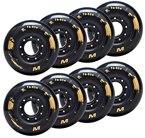 JHKJ Ersatzrollen für Skateboard-Roller, 72 mm, 76 mm, 80 mm, 85 A, PU, für Speed-Skate, Roller, Schwarz, 80 mm