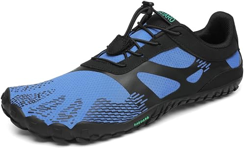 SAGUARO Trail Löparskor Herrar Dam Minimalistiska Skor Halkfria Andningsvattenskor Lätta Barfota Skor för Gym Asfalt Trekking, Blå 42 EU