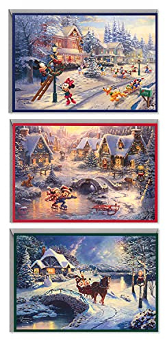 Hallmark Thomas Kinkade julkort sortiment, Musse Pigg (3 designer, 24 julkort med kuvert)