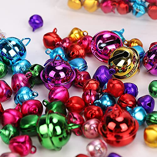 180 Stück Bunte Glöckchen Metallglöckchen,11.5mm 13.5mm 22mm Mix Klein Groß Schellen Glocken mit Öse für DIY Basteln Anhänger Haustier Schmuckherstellung Weihnachtendeko Armband Schlüsselanhänger