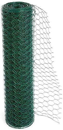 Floralcraft® 120cm x 10m PVC Coated Chicken Wire Mesh Roll, 50mm Hexagonal Hole Galvanised Steel Wire Netting, Rabbit Animal Fence Barrier, Garden Fencing, DIY Crafts & Home Décor