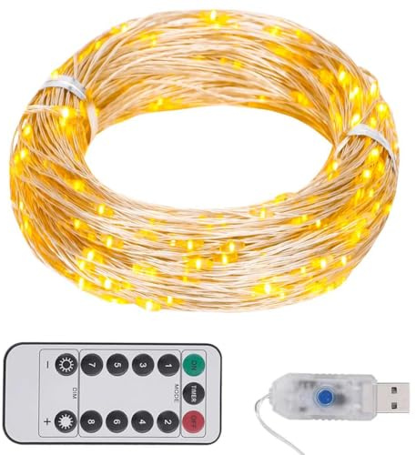 vidaXL LED Lichterkette mit 150 LEDs und 8 Beleuchtungsmodi Weihnachtsbeleuchtung Weihnachtslichterkette Party Weihnachtsdeko Warmweiß 15m