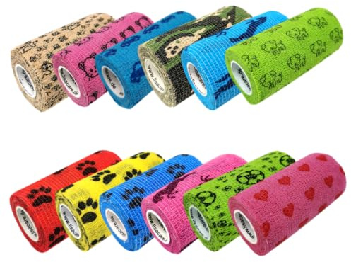 LisaCare Bandage selbsthaftend 10cm x 4,5m | 12er-Set Bunter Motiv-Mix | Kohäsiver Wund-Verband - elastisch, dehnbar, ohne Kleber (Motiv-Mix unisex) - Zertifiziertes Medizinprodukt