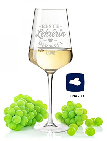 Leonardo XL Copa de vino con grabado – Mejor profesora del mundo – Regalos divertidos – Regalo original de cumpleaños para hombres y mujeres – Adecuado como copas de vino tinto blanco copas de vino