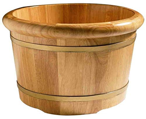 NUBAOzy Foot Tub Wooden Foot Basin Soaking Feet,Thick Sturdy Pure Wood Foot Tub,Sauna Bucket with Ladle Handmade Wooden Foot Bath Wooden Bucket Foot Spa Household Wash Ba
