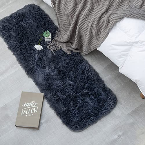 CHOSHOME Alfombras de Habitacion Alfombras Salon Shaggy para Salón los Niños Dormitorio Alfombra Interior Suave de Pelo Largo para Salón o Dormitorio Alfombra Antideslizante Muy Suav（40x120CM,Gris