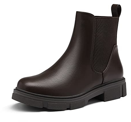 DREAM PAIRS Botas Tacón Grueso Mujer | Upper PU mate, suela TPR gruesa, agarre antideslizante, forro jersey transpirable.